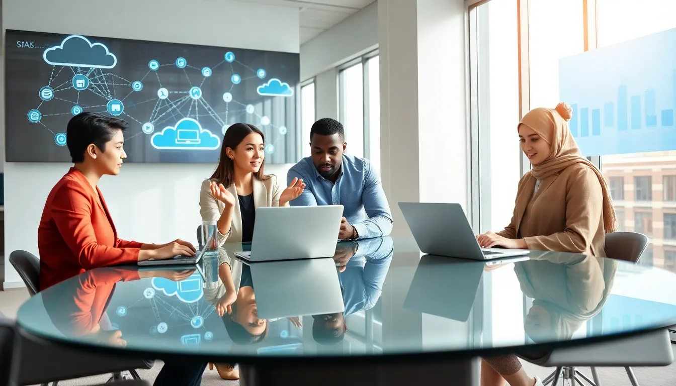 diverse team collaborating in a modern office environment.