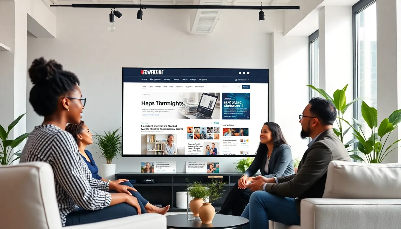 diverse professionals discussing content from Redwebzine.org.