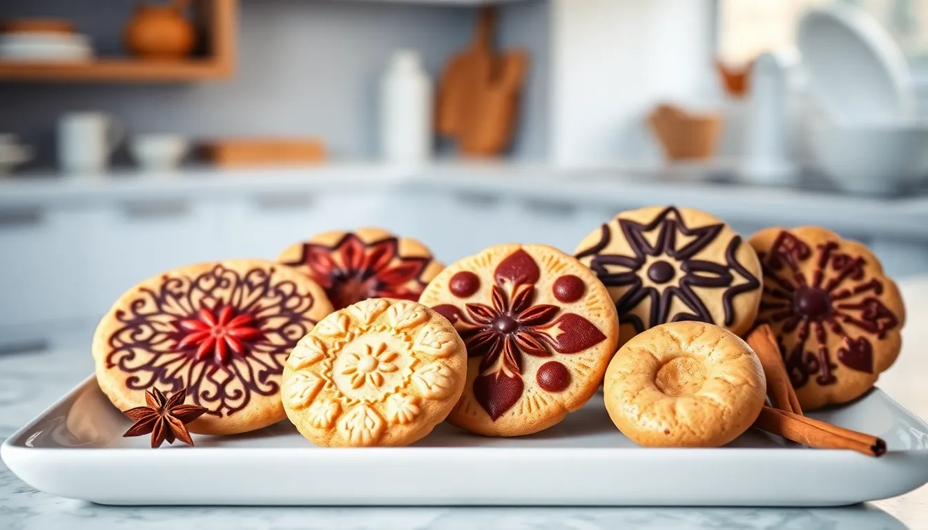 assorted Dutch cookies on a stylish platter in a warm, inviting setting.