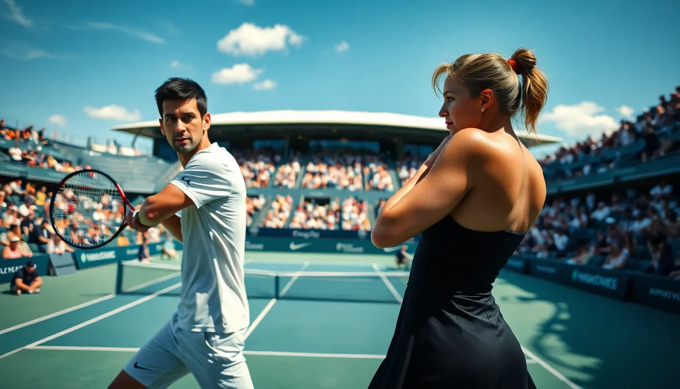 Djokovic and Barty in action during a thrilling tennis match.